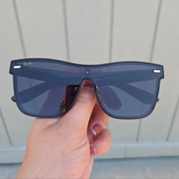 RayBan Blaze Wayfarer Black Semi Transparent Overlay Sunglasses - Picture 1 of 8